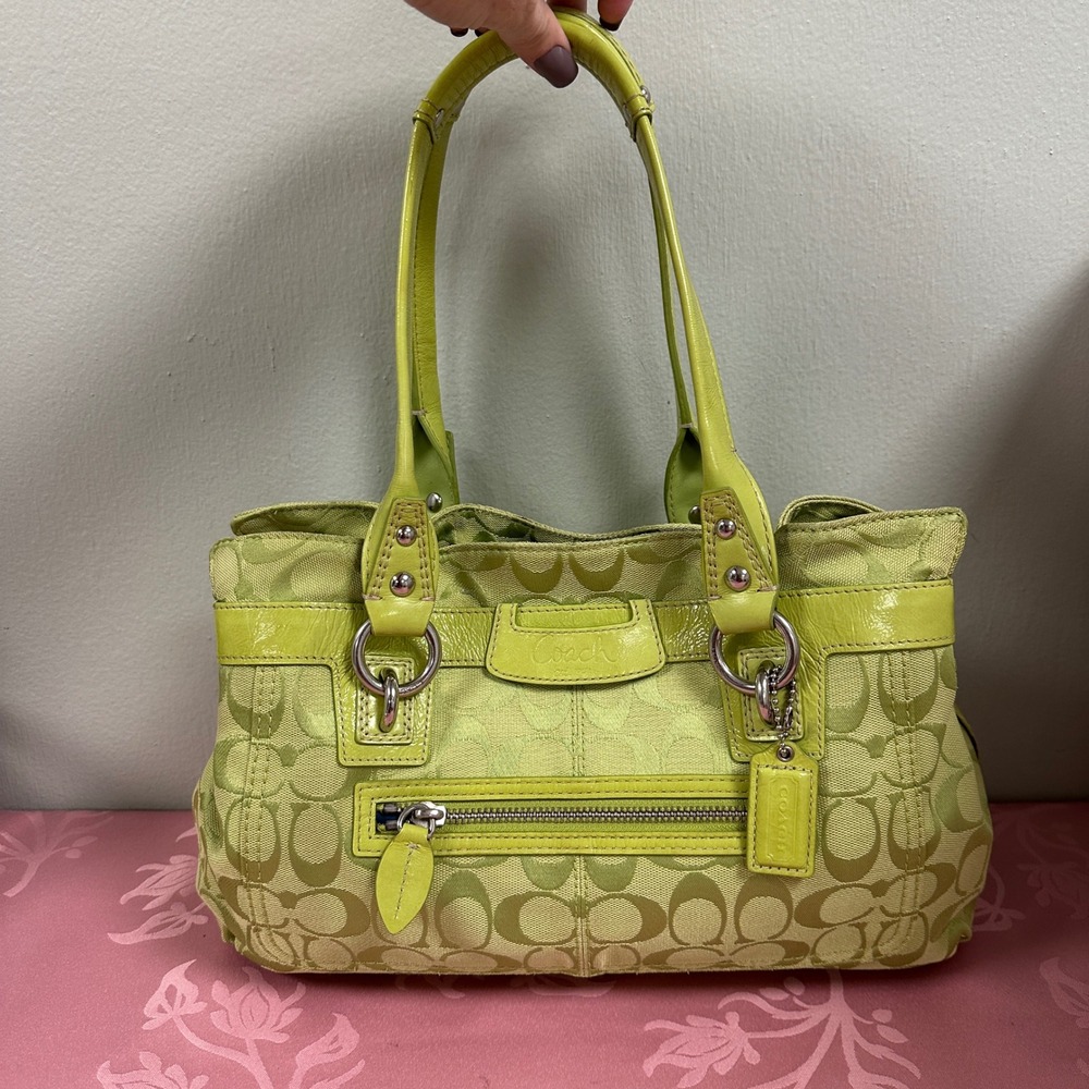Vintage Coach Signature Penelope Shoulder Bag Lime Green Y2K F14696 Rare